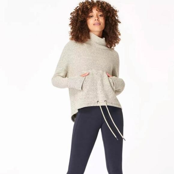 SWEATY BETTY Restful Boucle Knit Sweater mock neck kangaroo pocket - Picture 12 of 13